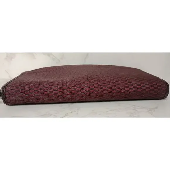 COACH Legacy Burgundy Checked Jacquard Accordion Zip Wallet - EUC - Picture 3 of 6